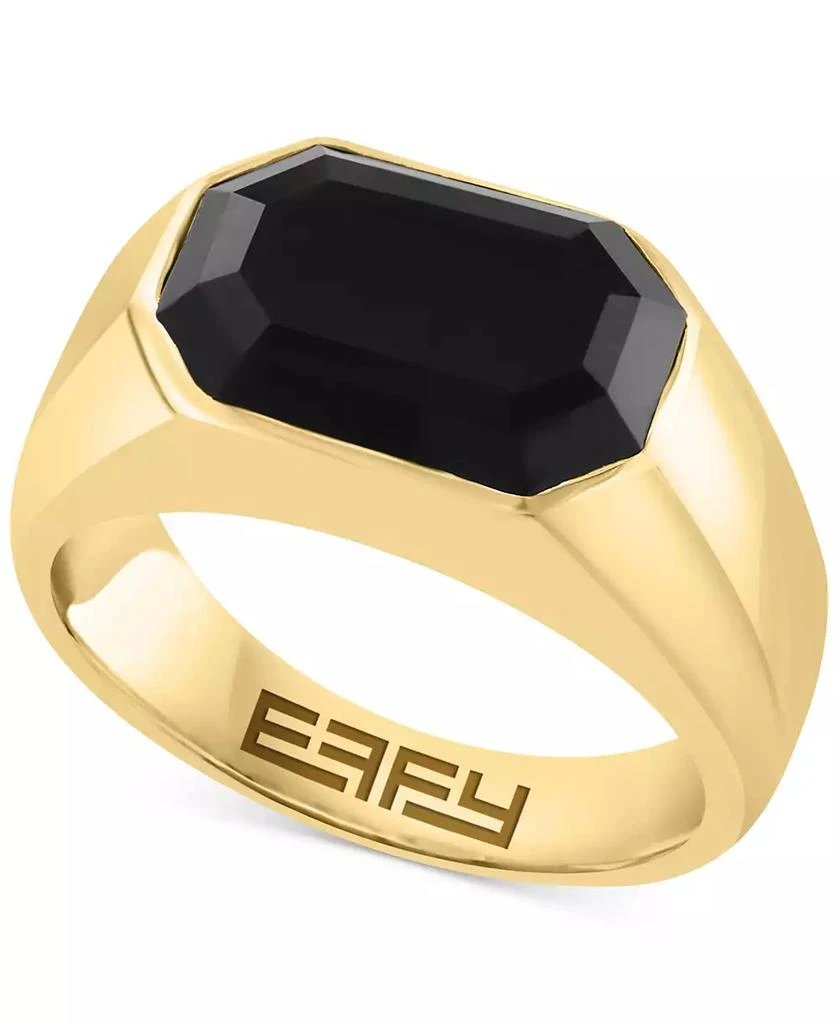 Effy EFFY® Men
s Onyx Ring in 14k Gold-Plated Sterling Silver
