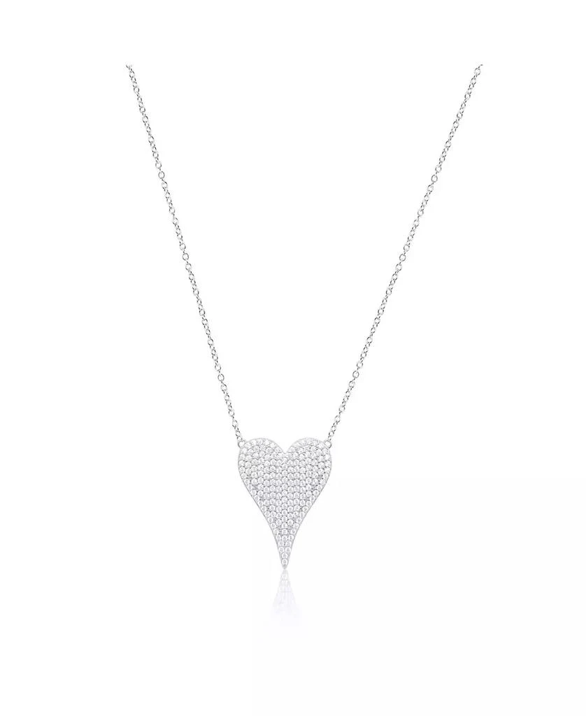 Etoielle White Gold Tone CZ Elongated Heart Necklace