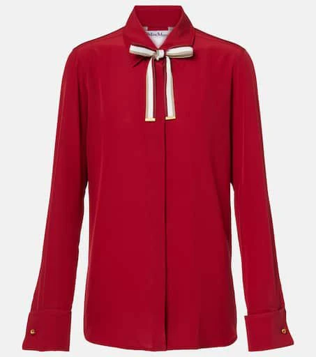 Max Mara Apollo bow-detail silk crêpe blouse 1