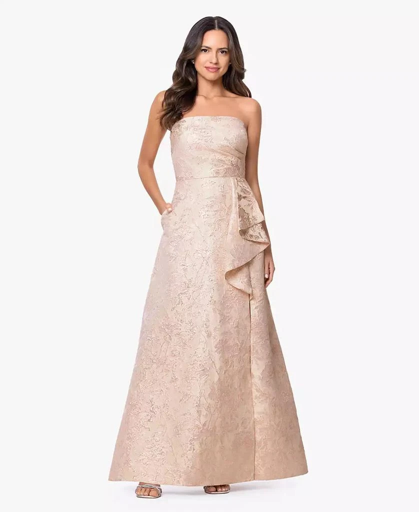 XSCAPE Women's Strapless Brocade Gown