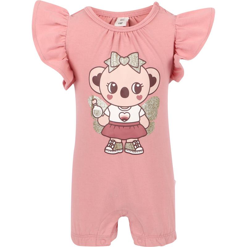 Huxbaby Koala fairy ruffled organic romper in dusty pink