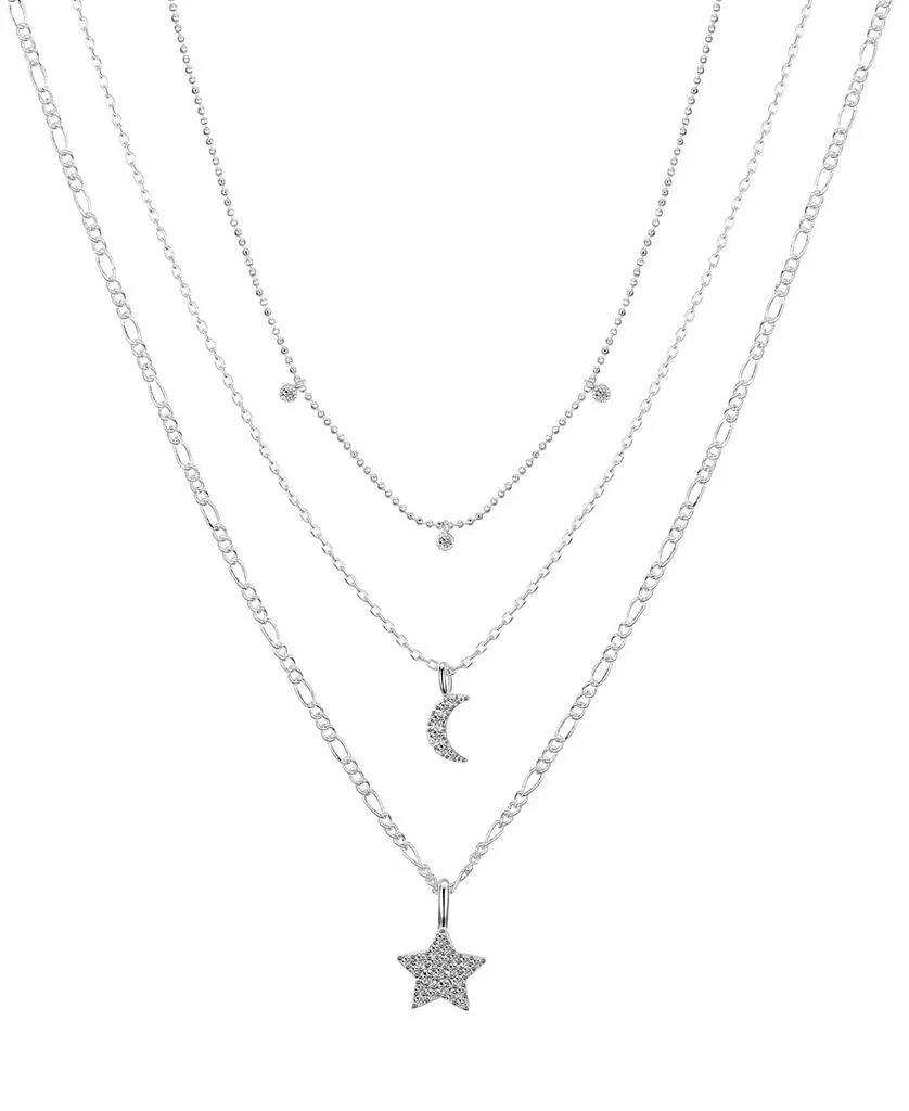 Unwritten Cubic Zirconia Star and Moon Layered Pendant Necklace Set 1