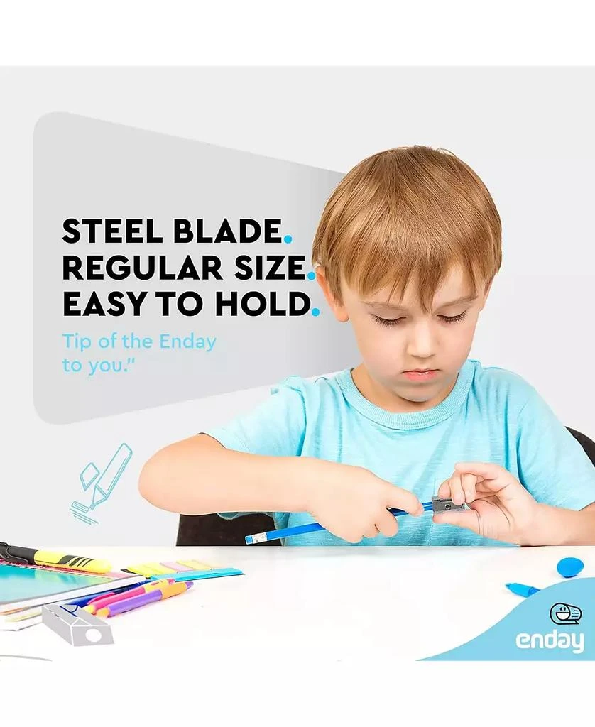 Enday Pencil Sharpener Single Hole Manual, Small Handheld Colored Pencil Sharpener Metal, School Sharpener for Kids
Adults, Makeup Eyebrow Lip Pencil Sharpener (2 PC) –by Enday 2