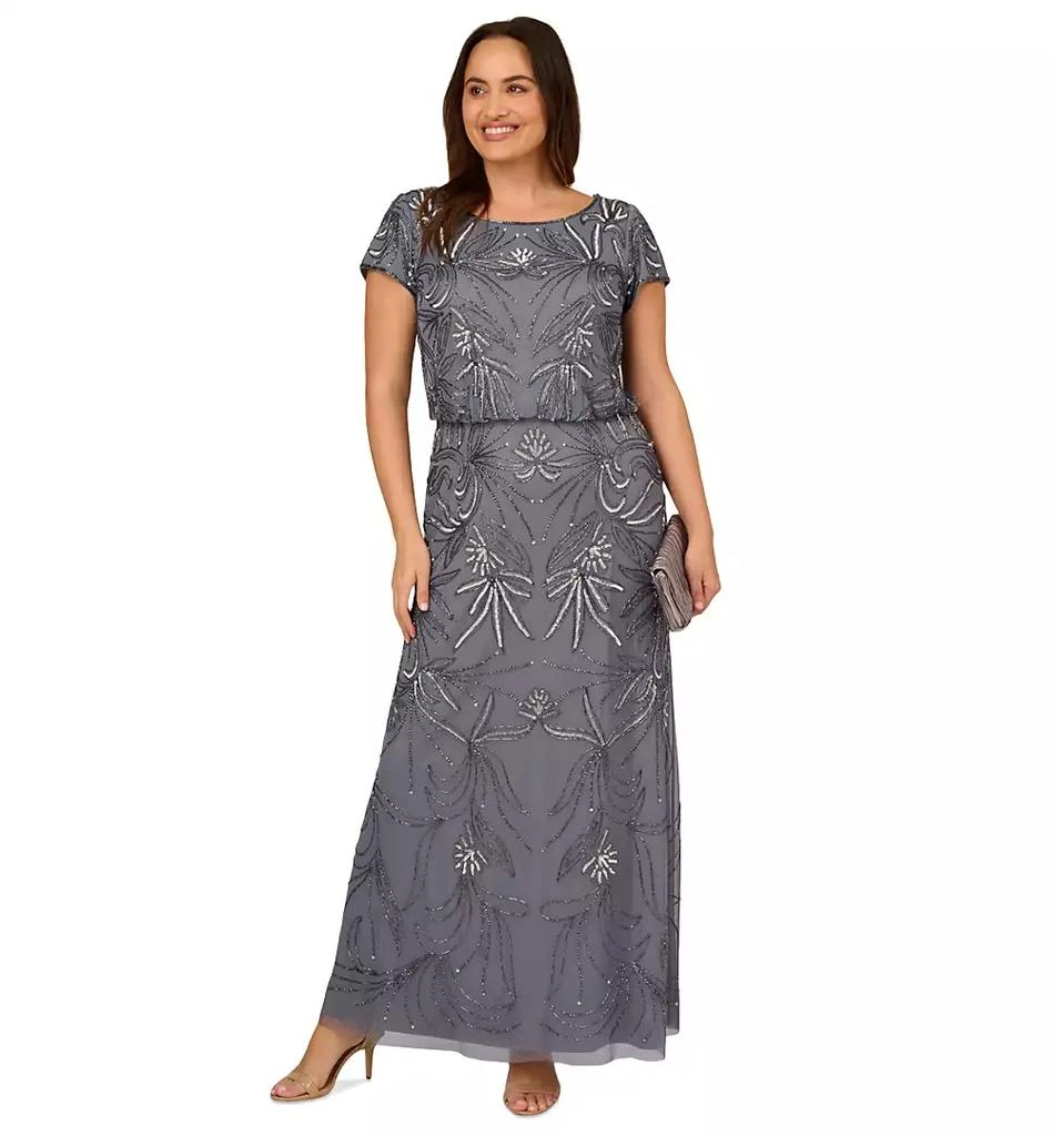 Adrianna Papell Plus Size Blouson Sequin Gown 1