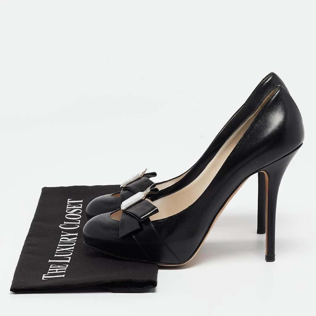 Dior Dior Black Leather Bow Crystal Embellished Pumps Size 38 9