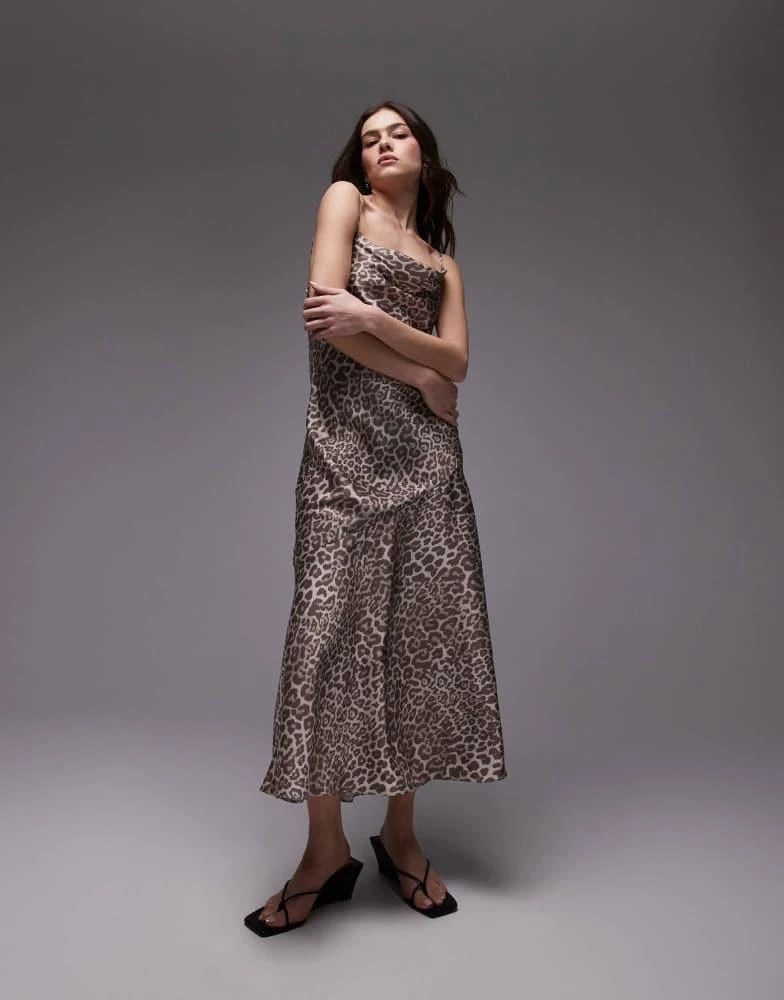 & Other Stories & Other Stories maxi cami slip dress with low back in leopard print