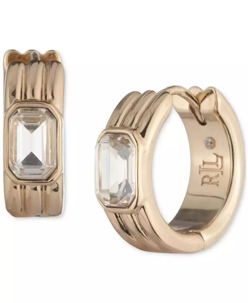 Shop Gold-Tone Extra-Small Crystal Ribbed Hoop Earrings, on