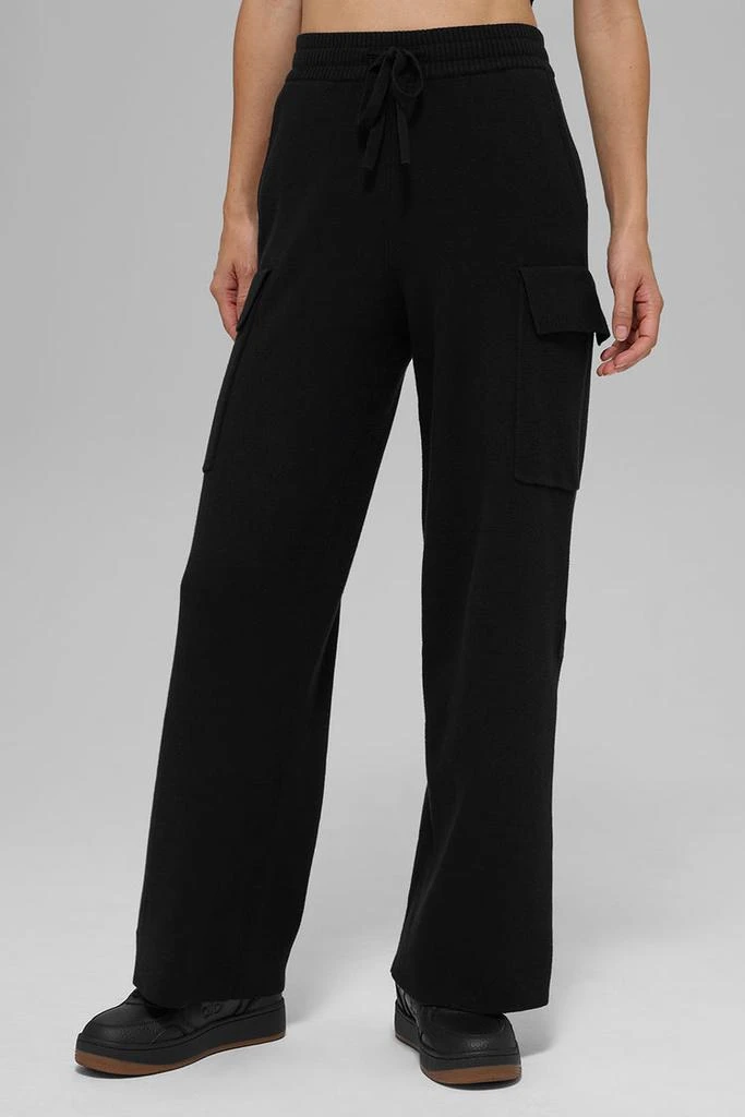 Alo Scholar Knit High-Waist Cargo Pant - Black 1