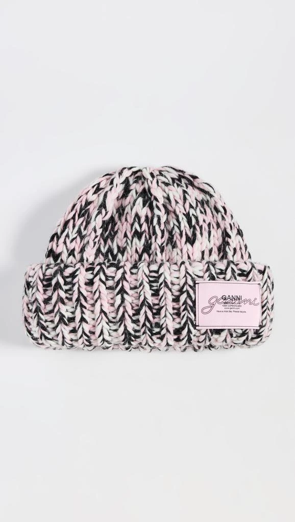 Ganni Graphic Wool Handknit Beanie 1