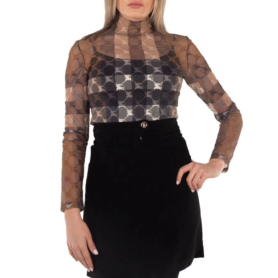 Burberry EKD Check Stretch Tulle Turtleneck Bodysuit 1