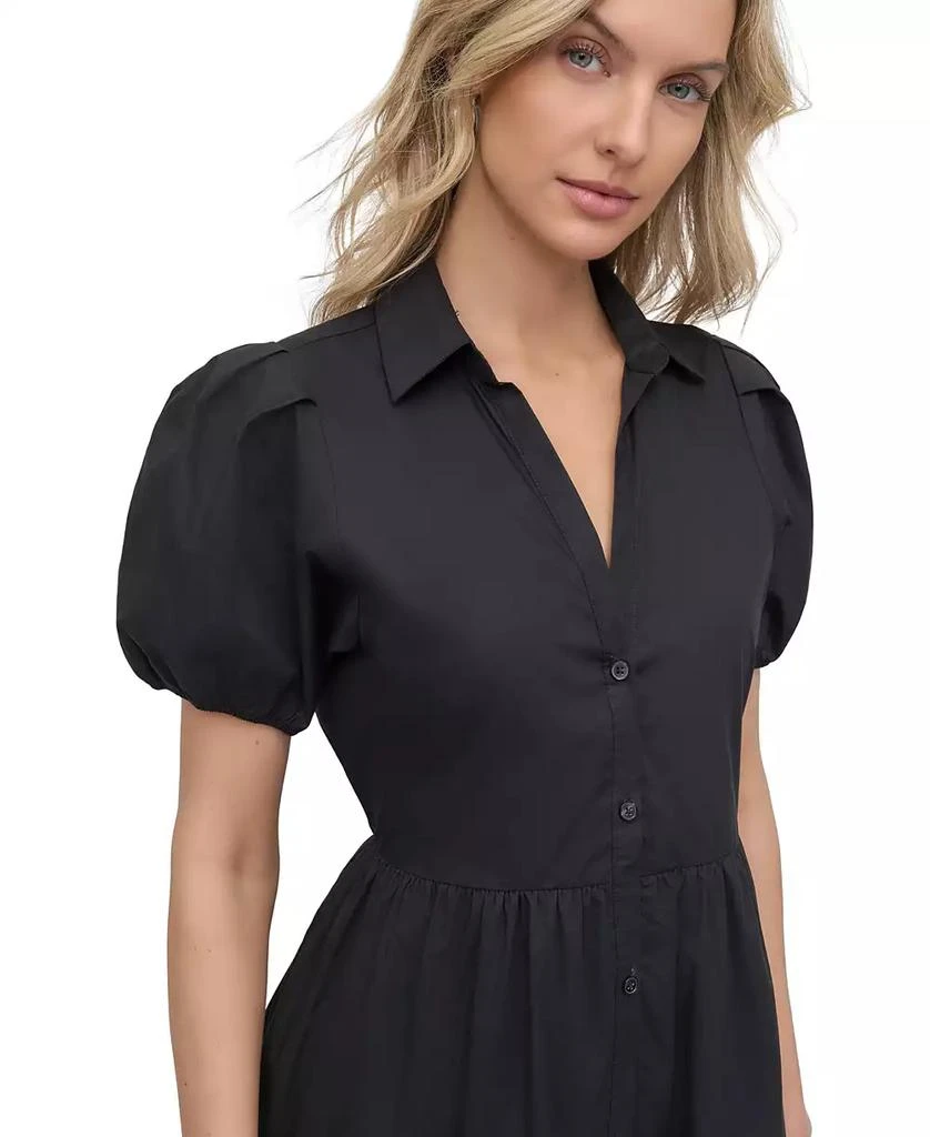 DKNY DKNY Women's Puffed-Sleeve Tiered Shirtdress 9