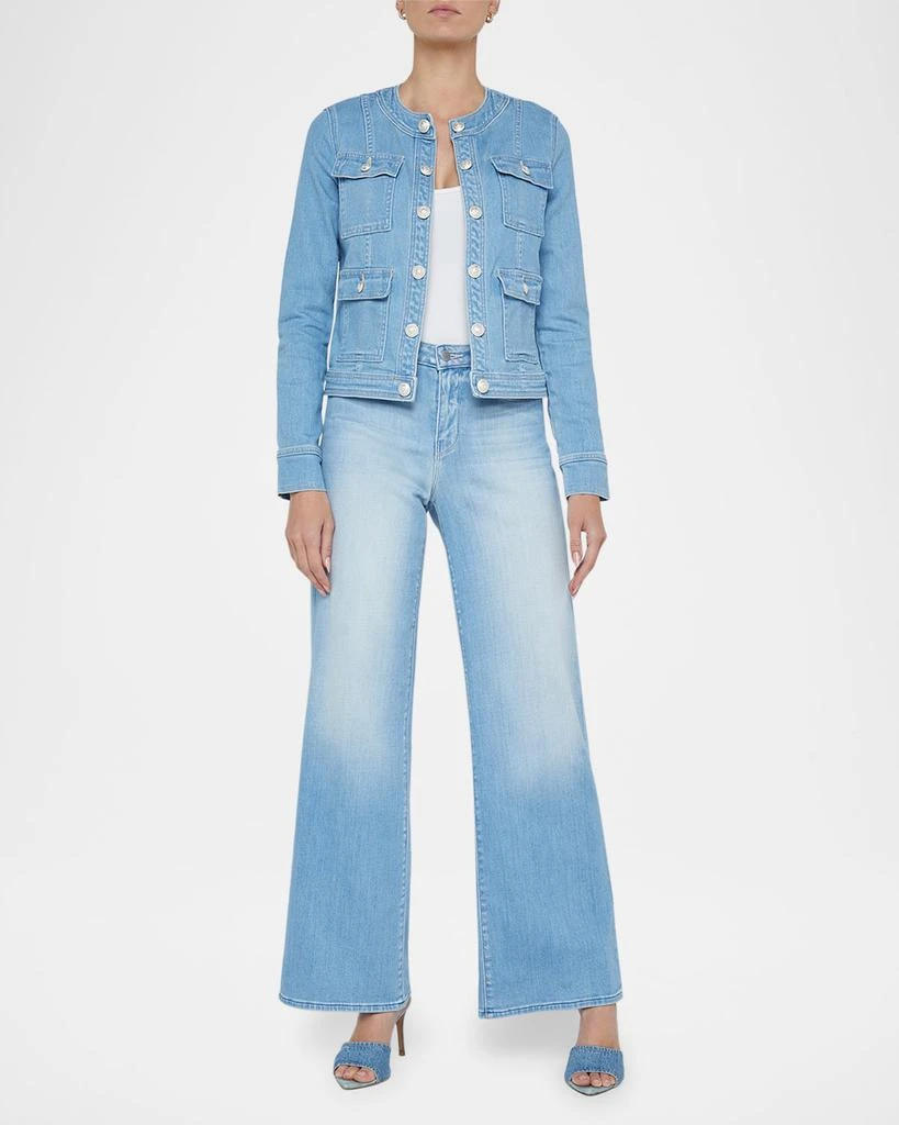 L'Agence Yari Faded Collarless Denim Jacket 3