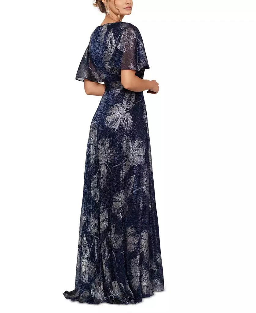 Betsy & Adam Women's Crinkled Flutter-Sleeve Gown 2