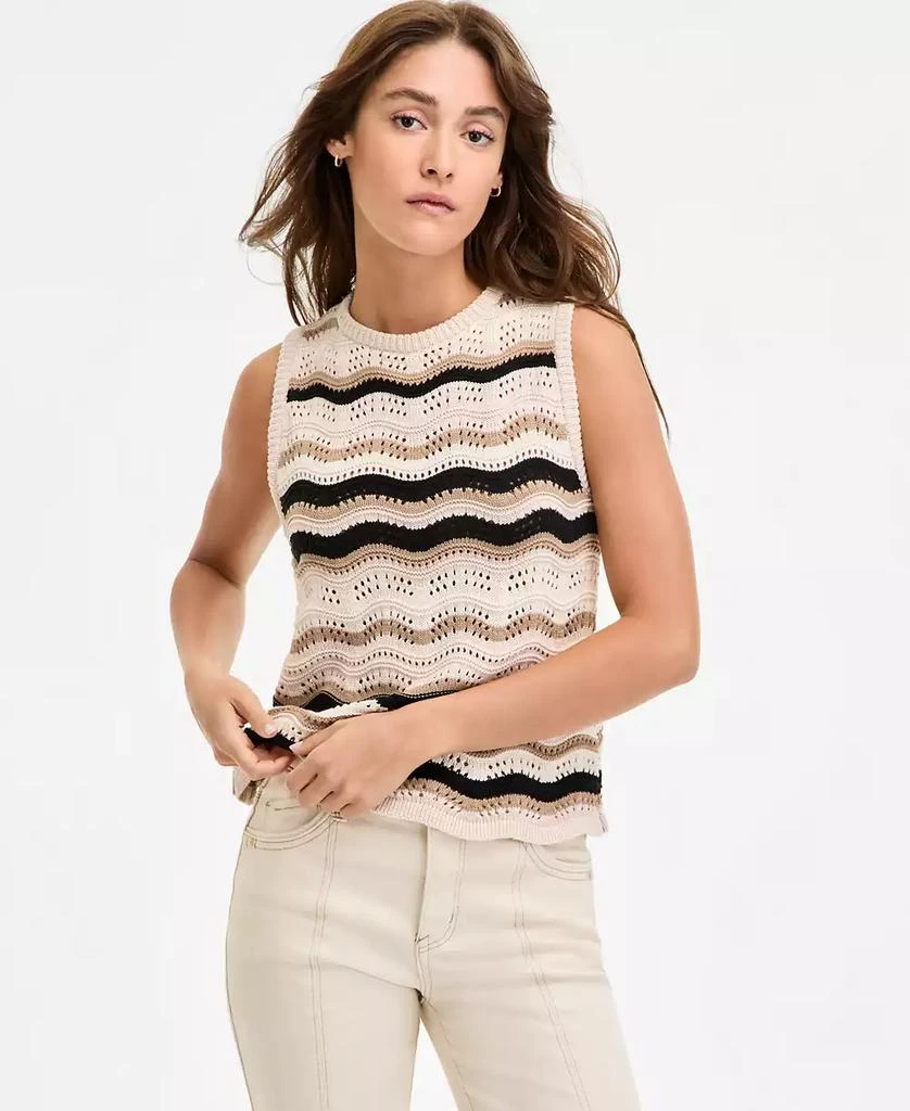 Democracy Women's Wavy Stripe Cotton Sweater Tank Top 1