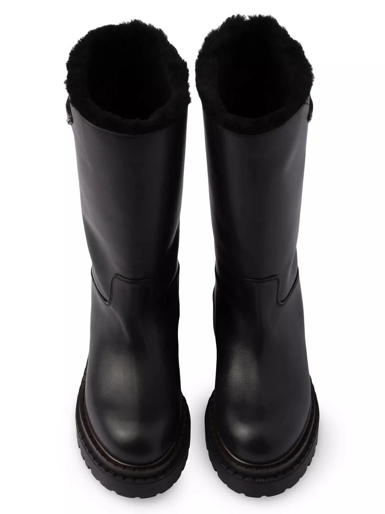 Prada Leather and Shearling Boots 3