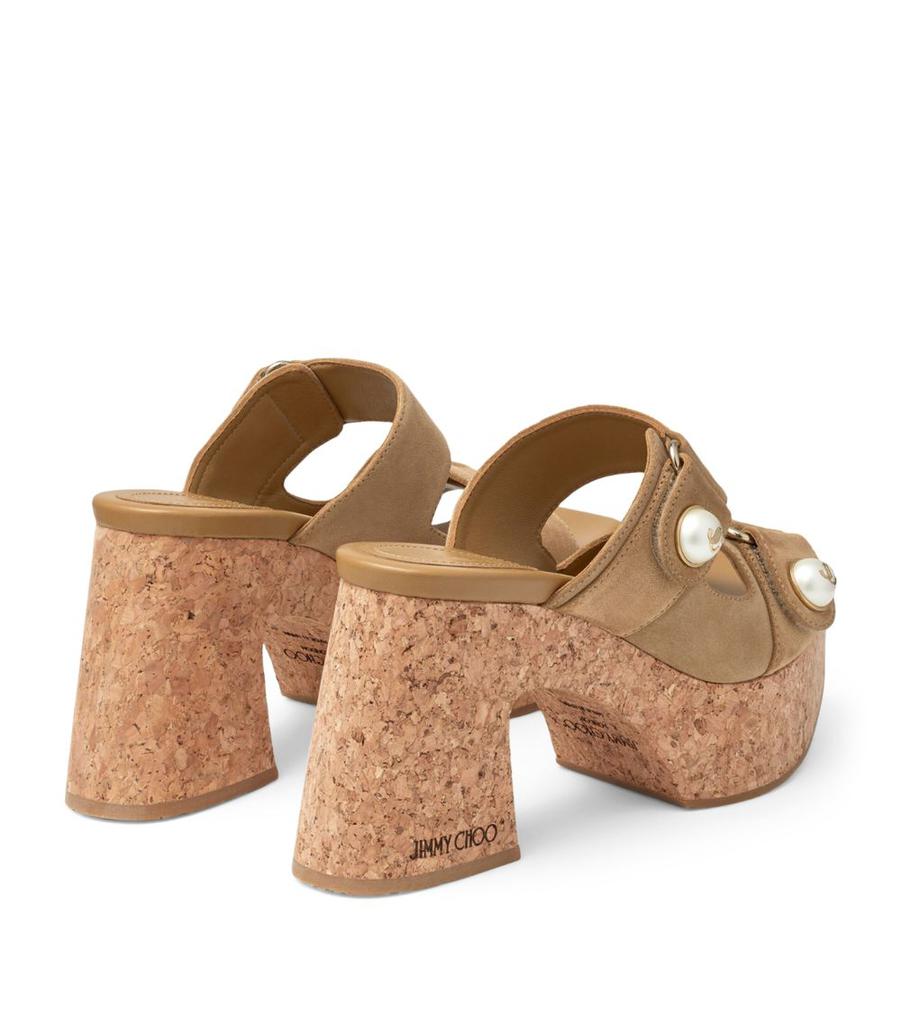 Jimmy Choo Fayence 95 Velvet Suede Wedge Sandals - Shoes