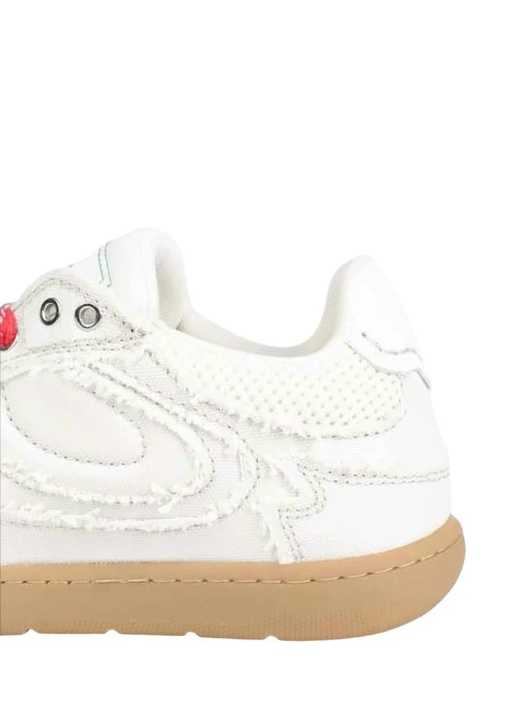 Ganni Textured White Sneakers with Red Laces 3