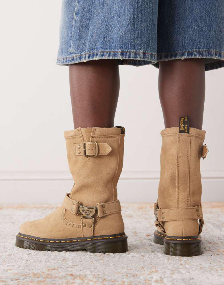 Shop Dr Martens Anistone Hi Harness detail boot in tan on Sale at