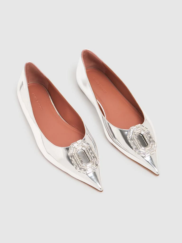 Amina Muaddi 5mm Camelia Mirror Leather Ballerinas 2