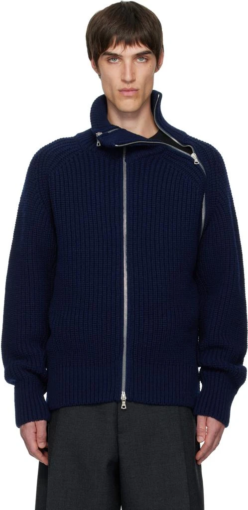 Dries Van Noten Navy Zipped Wool Jacket 1