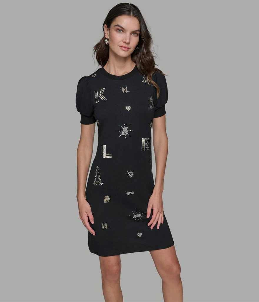 Karl Lagerfeld Paris PUFF SLEEVE WHIMSY T-SHIRT DRESS 1