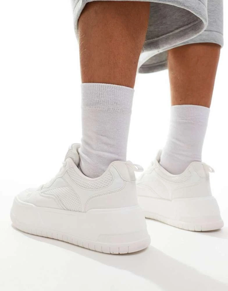 ASOS ASOS DESIGN lace up trainers in white with chunky sole 3