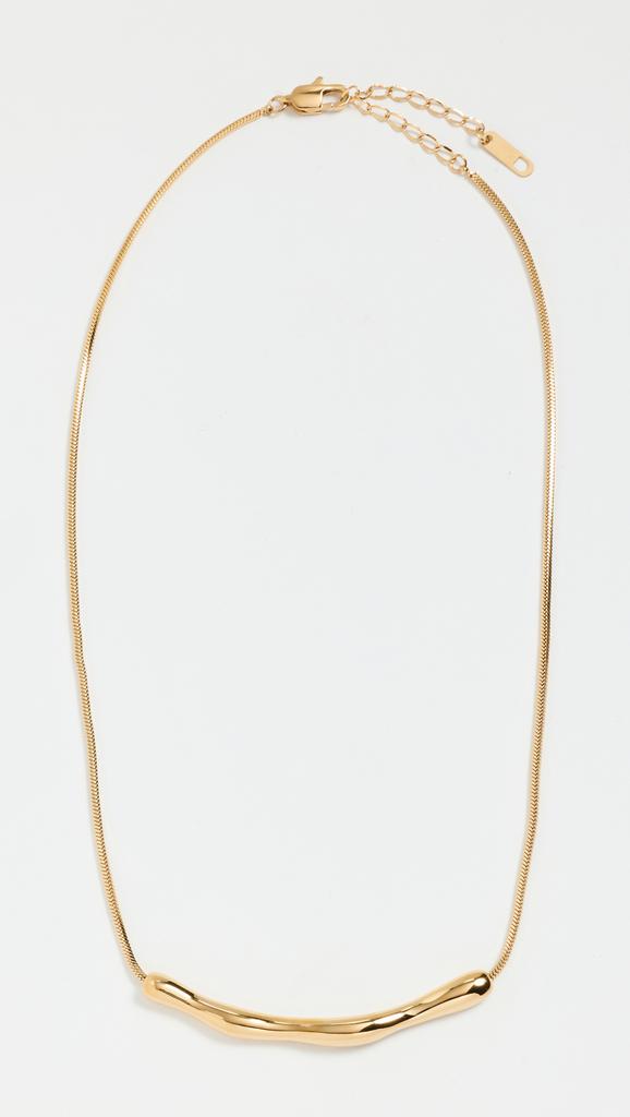 By Adina Eden Solid Curved Bar Snake Chain Necklace