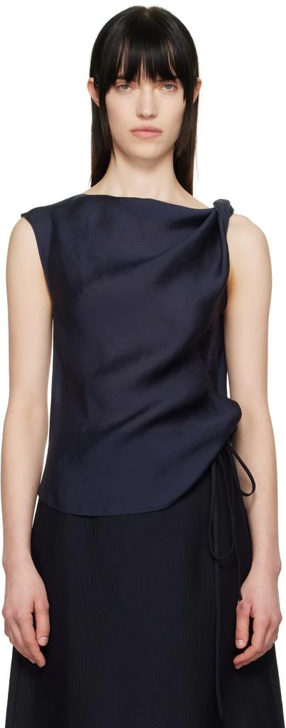 LE17SEPTEMBRE Navy Asymmetrical Draped Tank Top 1