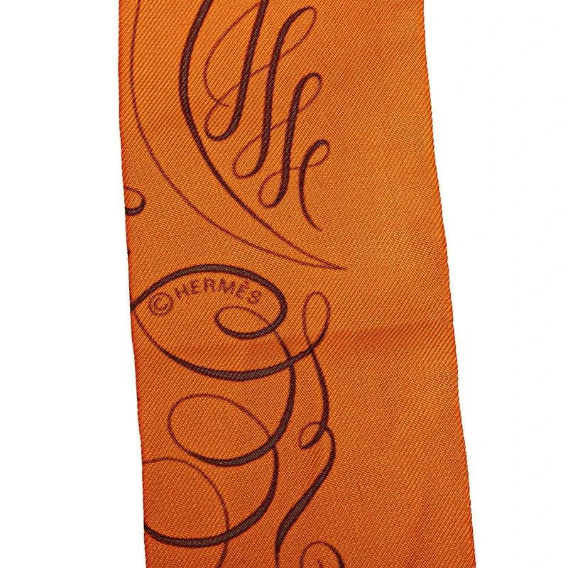 Hermes Hermes Silk Twilly Scarf Orange Brown 4