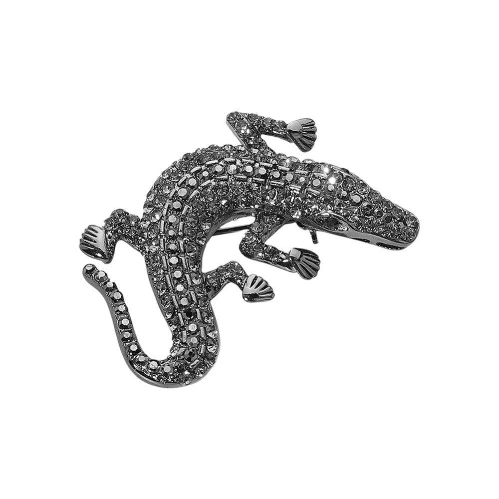 FASHNZFAB Stone Paved Alligator Pin Brooch 2