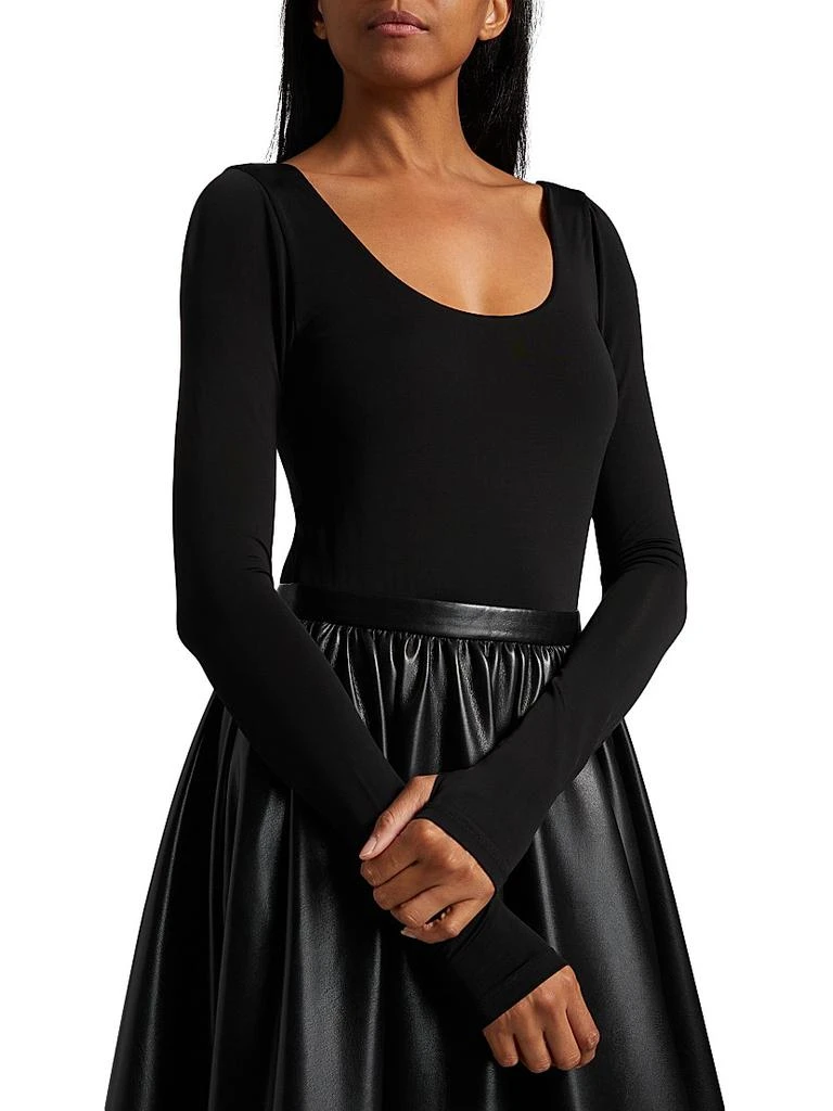 Alice + Olivia Chara Knit & Faux-Leather Long-Sleeve Midi-Dress 6