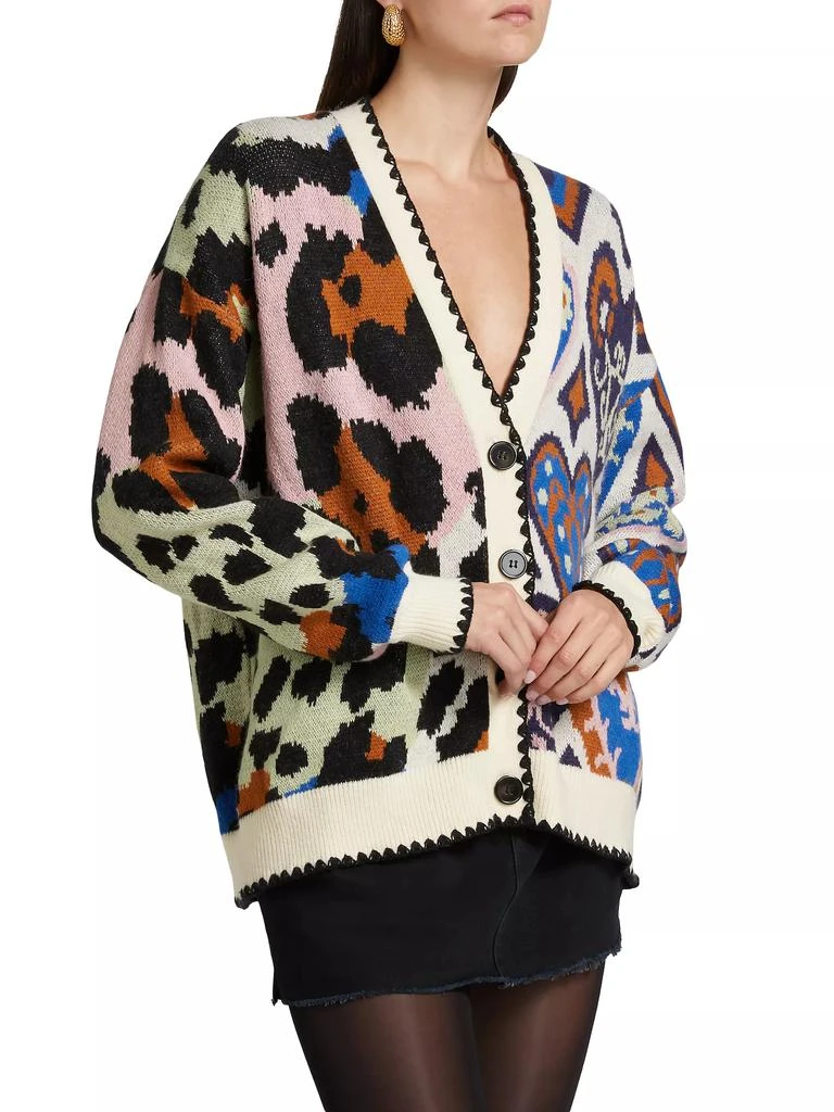 Farm Rio Intarsia-Knit V-Neck Cardigan 4
