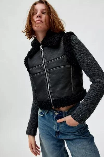 BDG BDG Donald Faux Leather Moto Vest 1