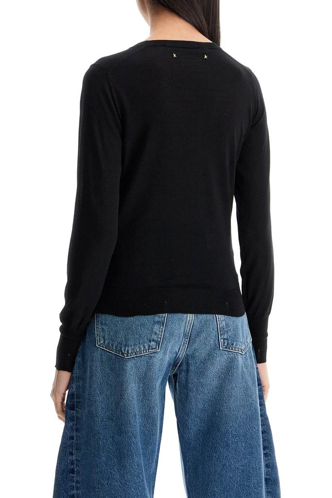 Golden Goose black merino wool sweater with golden applications for women 3