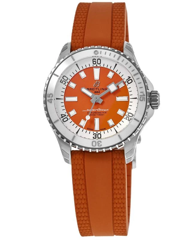 BREITLING Breitling Superocean Automatic 36 Orange Dial Rubber Strap Women's Watch A17377211O1S1 1