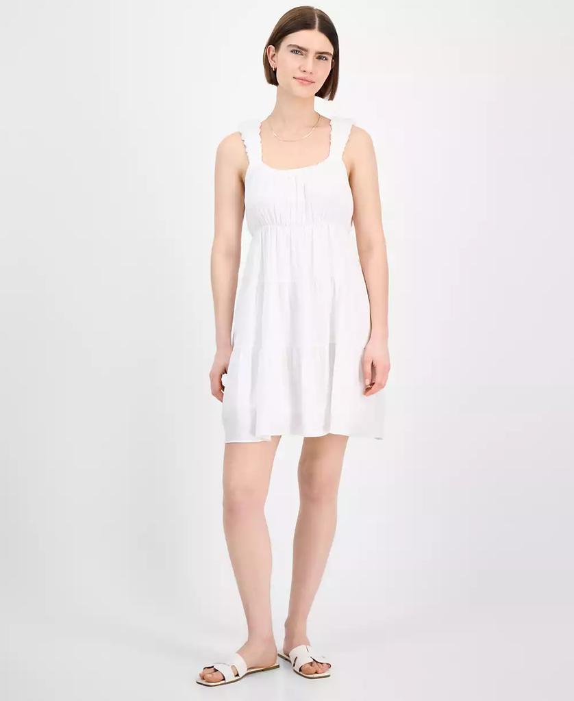 Pink Rose Juniors' Bubble-Strap Tiered Mini Dress
