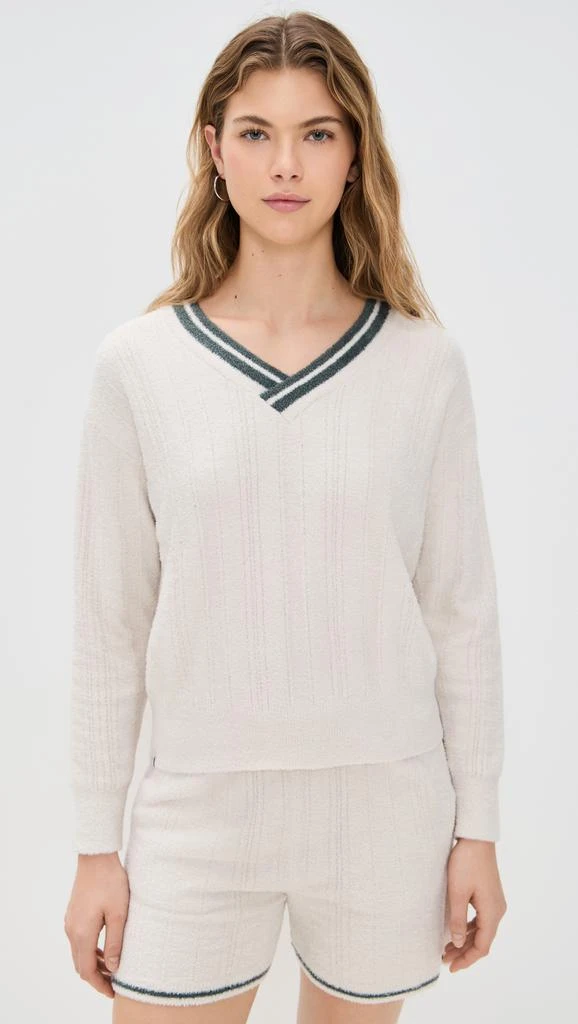 Barefoot Dreams V Neck Pointelle Pullover 6