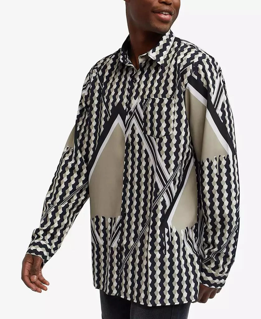 Reason Men's Geo Print Long Sleeves Woven Shirt 4