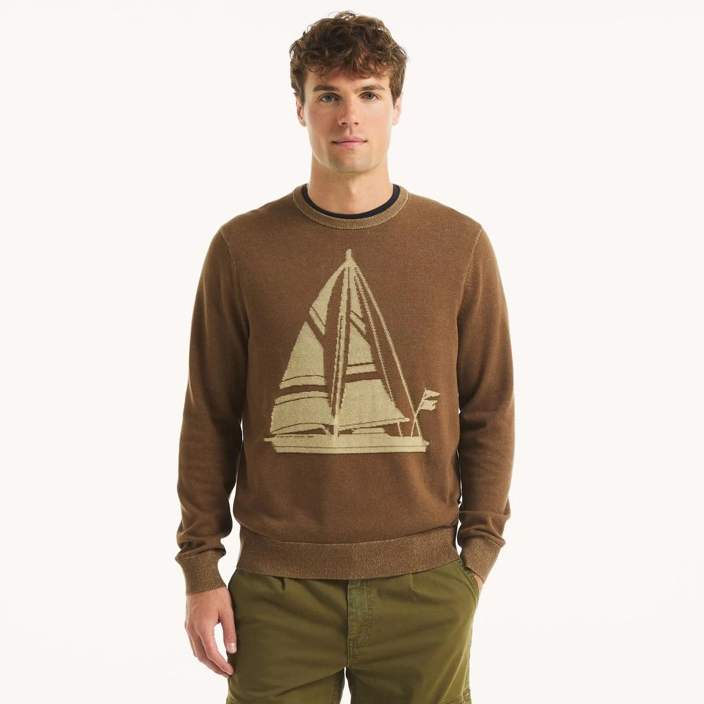 Nautica Mens Plaited Crewneck Sweater