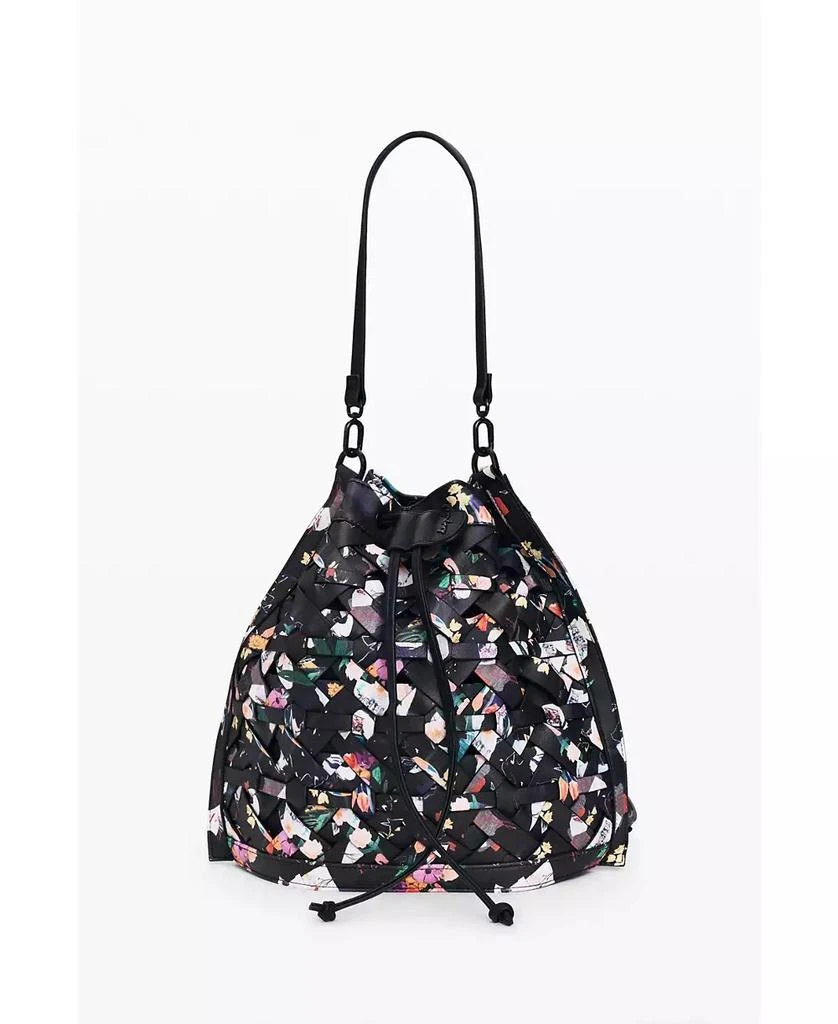 Desigual Women
s Medium braided backpack with flowers