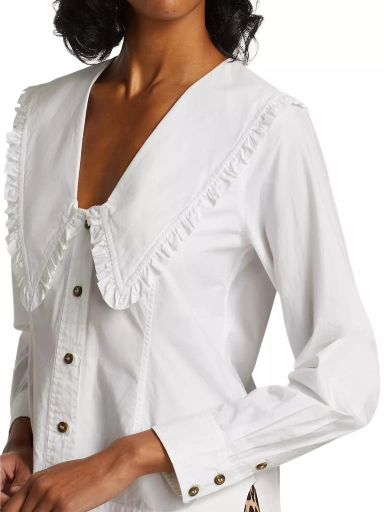 Ganni Cotton Poplin Pilgrim Collar Top 6