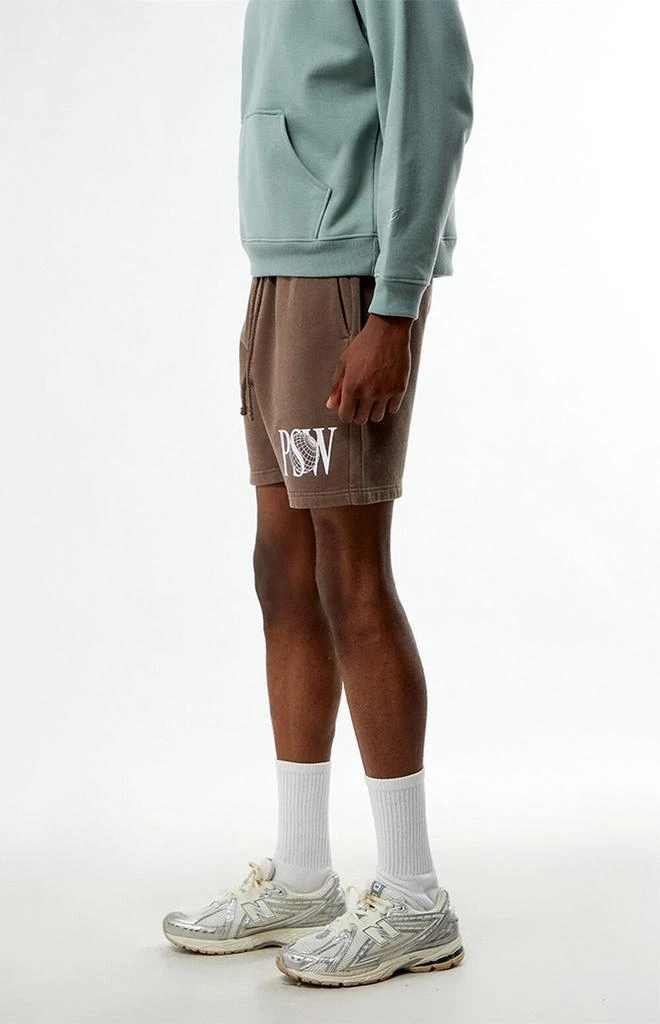 PacSun PSW Brown Fleece Volley Sweat Shorts 3