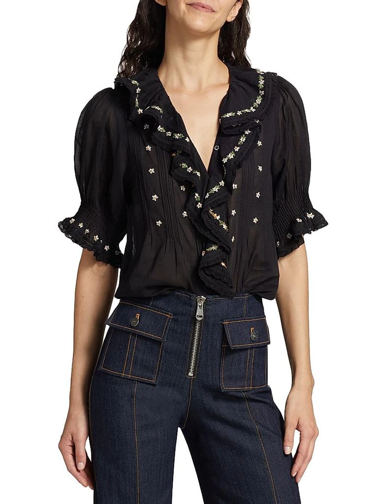 DÔEN Hettie Floral Pin-Tucked Cotton Top 3