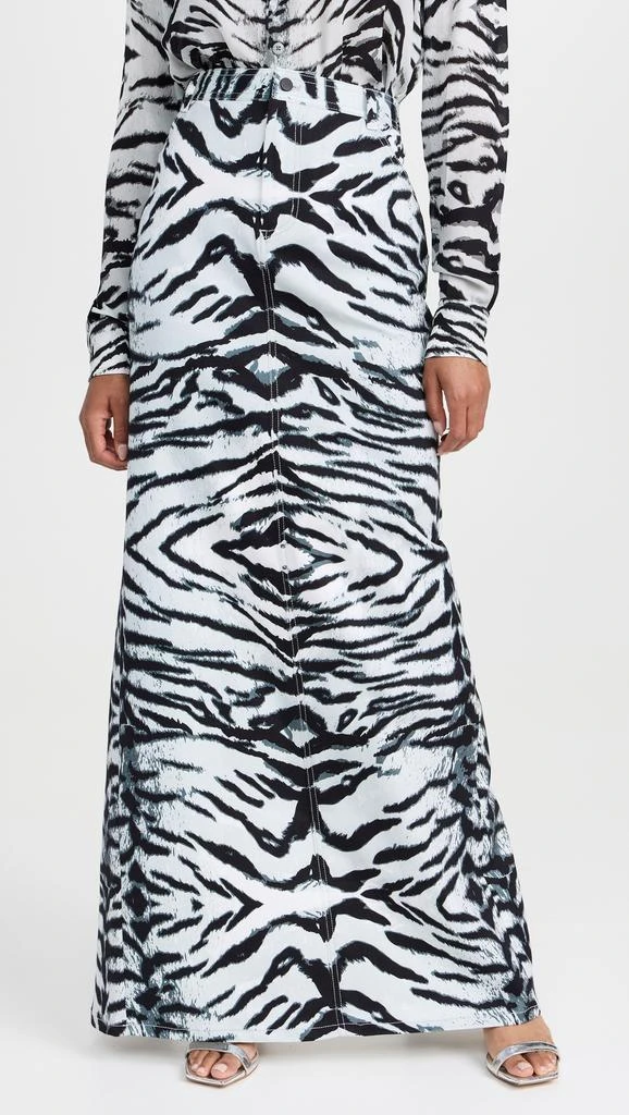 BruceGlen Snow Tiger Maxi Denim Skirt 1