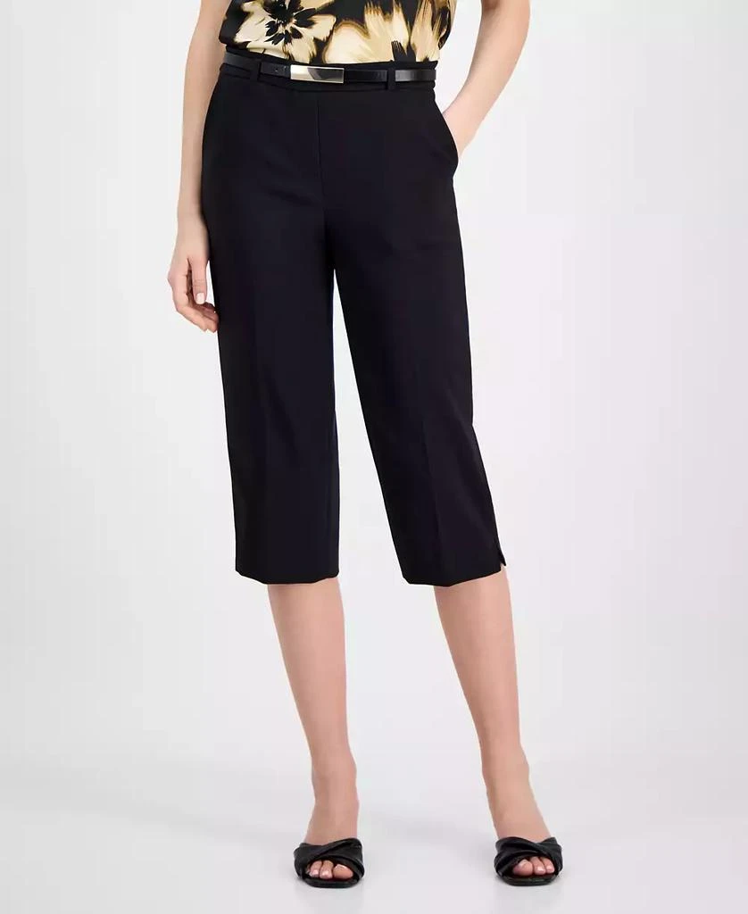 Anne Klein Women's Belted Pedal-Pusher Urban-Stretch Pull-On Capri Pants 3