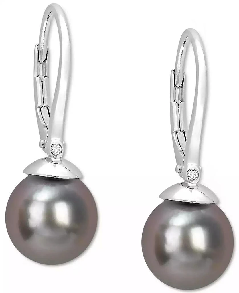 Macy's Cultured Tahitian Pearl (8mm) Leverback Drop Earrings in Sterling Silver 4