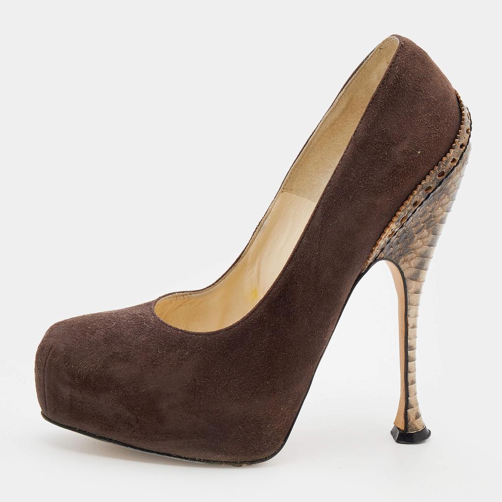 Brian Atwood Brian Atwood Brown Suede Platform Pumps 38