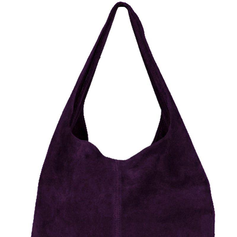 Brix + Bailey Purple Suede Premium Leather Hobo Boho Shoulder Bag