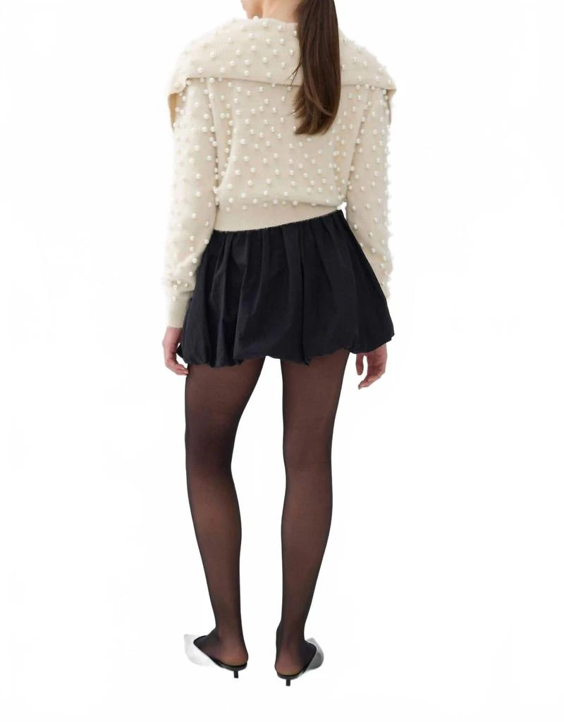 Nocturne Wide Neck Knit Polo Top In Cream 2