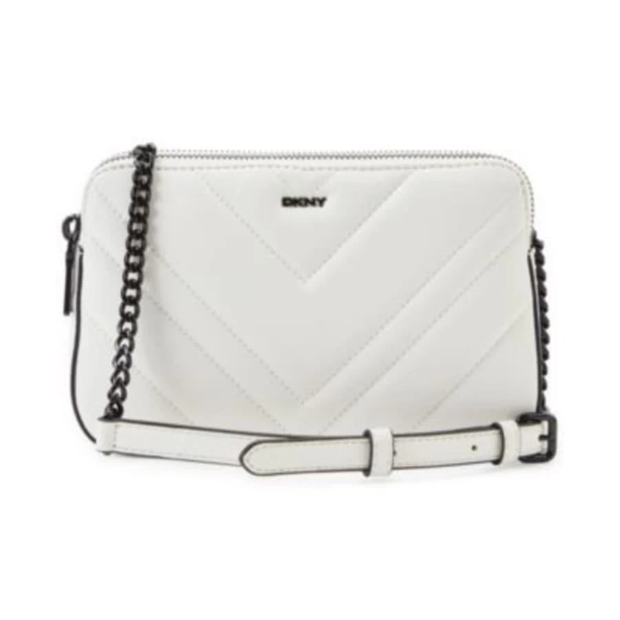 DKNY Vivian Double Zip White Leather Women's Crossbody Bag R13EBG29GI7 1